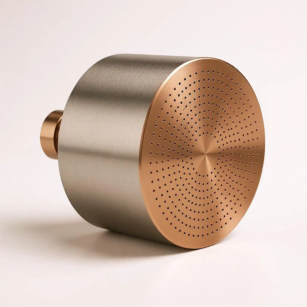 Monolith with a rose gold rainfall face and brushed cylindrical body